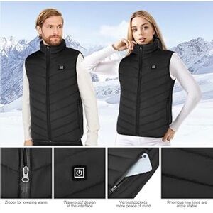 Heating Clothes Unisex Heating Vest Black Size: Men XL & Women XL- 2XL.